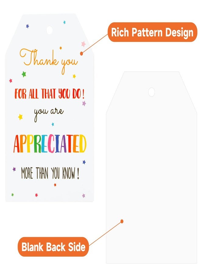 Anwyll Thank You Gift Tags - 100Pcs Thank You for All You Do Tags with String Teacher Appreciation Thanks You Gifts Tags for Favor Colorful Star Hang Paper Gift Tag for Employee Volunteer Nurse Doctor - Image 2